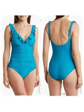 DKNY Ruffle One-Piece Swimsuit Sz 4